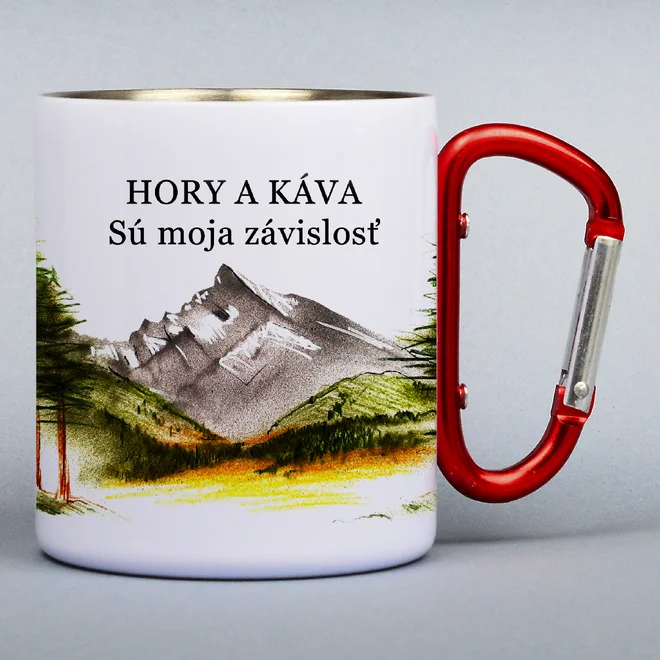 300 ml Turistický nerezový termohrnček "Hory a káva sú moja závislosť 2"