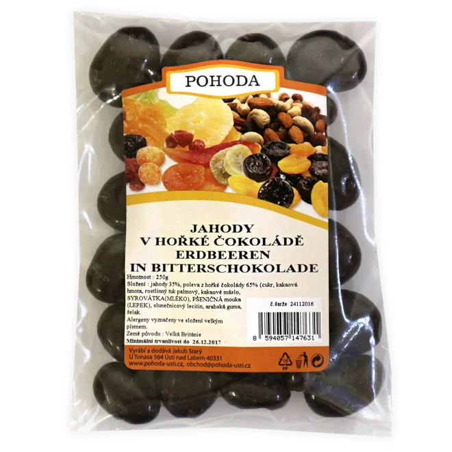 Jahody v hořké čokoládě, 250 g