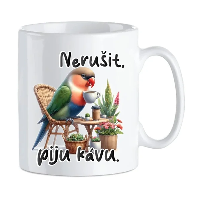 Nerušit, piju kávu! - Papoušek Agapornis