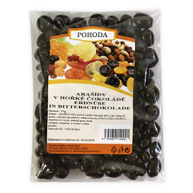 Arašídy v hořké čokoládě, 250 g