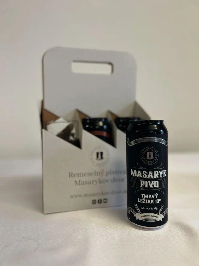 5 x 0,5 l Degustačný balíček pív + pohár s logom Masaryk v darčekovom balení