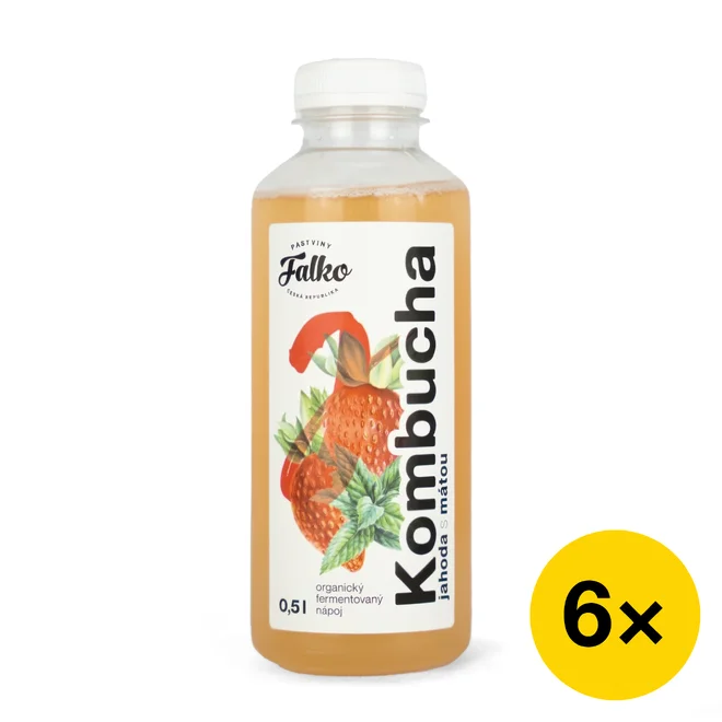 Balíček Falko kombucha - jahoda & máta (6x 0,5 l)