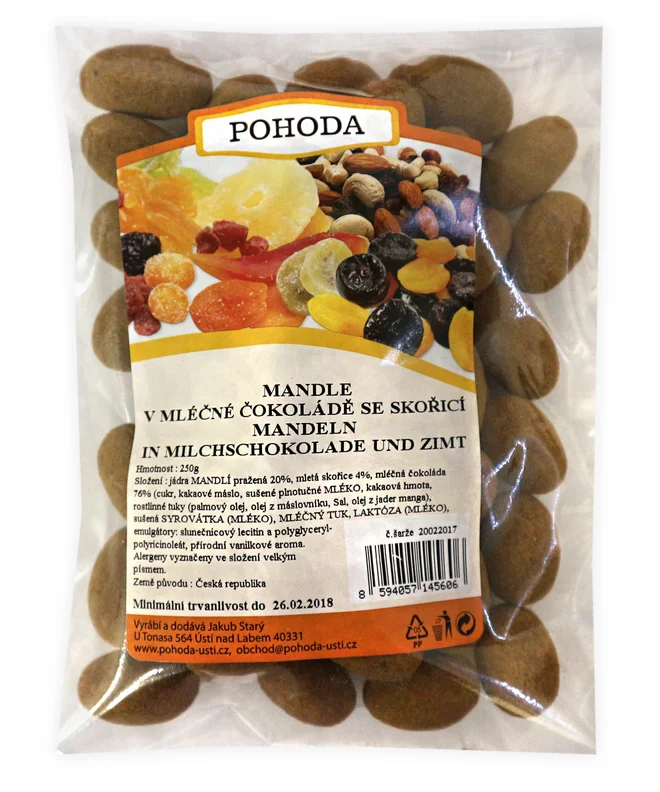 250 g Mandle so škoricou v mliečnej čokoláde