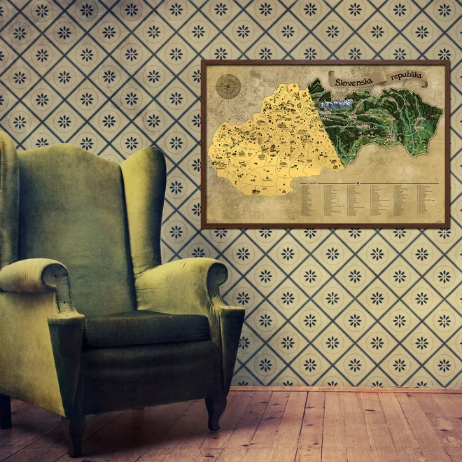 Stieracia mapa Slovenska RETRO XL