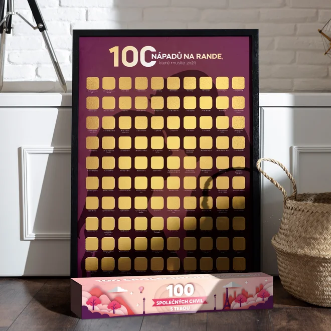 Stírací plakát 100 nápadů na rande v dárkové krabičce