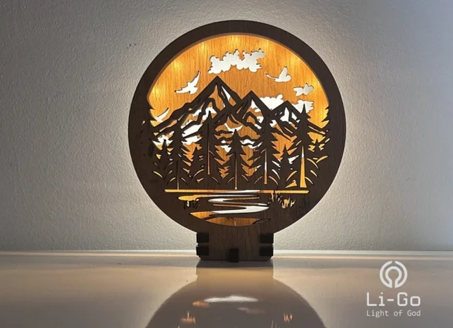 Obrazová lampa "Hory les"