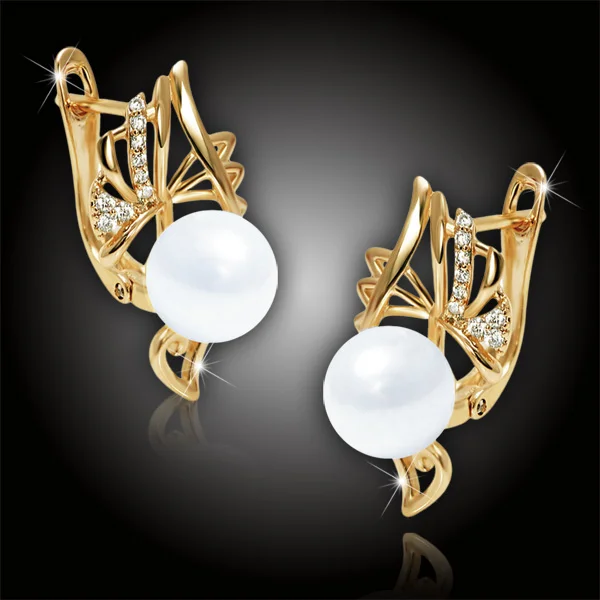 Perlové náušnice Muriel Gold - White Pearl