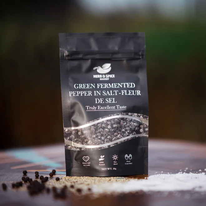 Zelené fermentované Kampotské korenie v soľnom kvete (30 g)