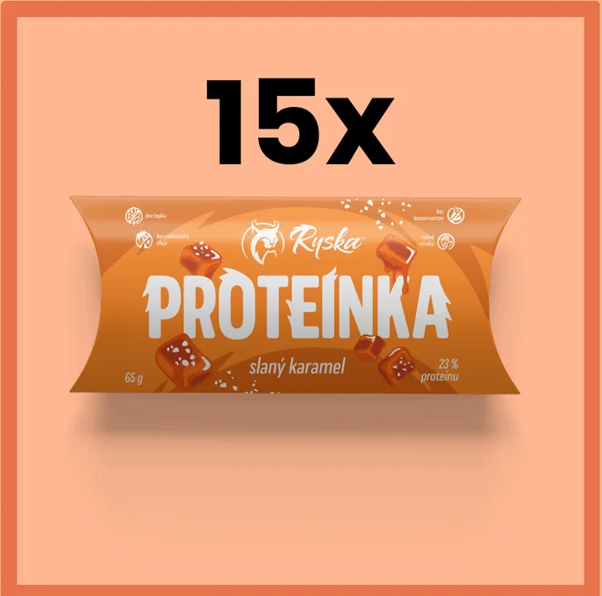 15 x 65 g Balenie proteínových tyčiniek značky "Ryska Proteínka"