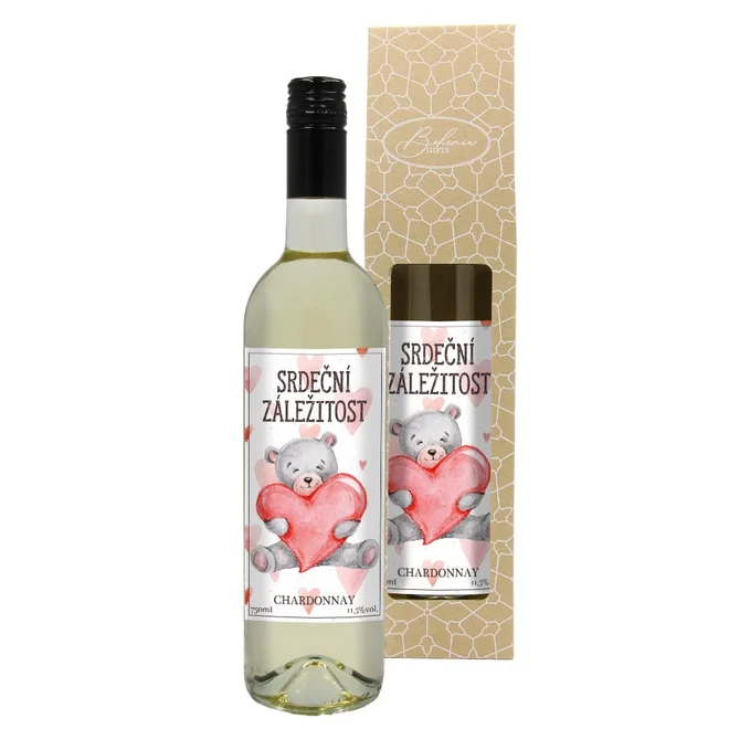 0,75 l Darčekové biele víno "Srdcová záležitosť" (Chardonnay)