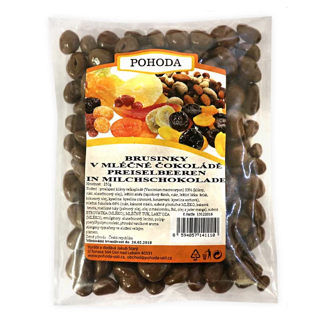 Brusince v mléčné čokoládě, 250 g
