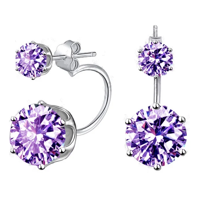 Náušnice se dvěma krystaly Swarovski Elements - Purple Blue