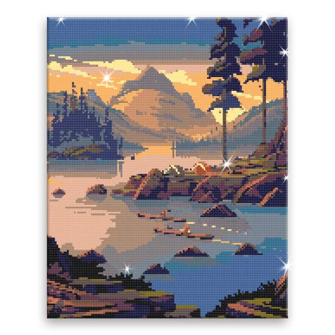 Kempování u jezera 40 × 50 cm