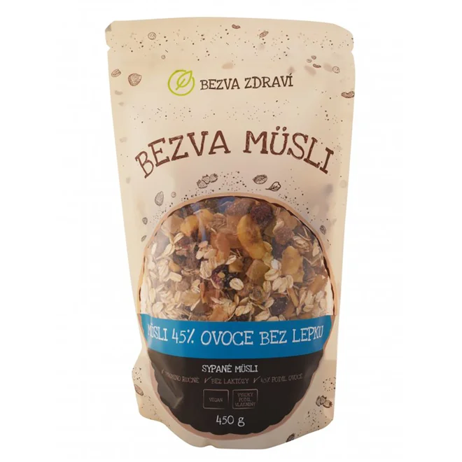 Bezlepkové Bezva müsli "45 % ovoce" (450 g)