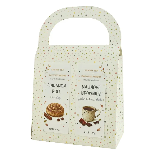 Darčeková taštička aromatizovaných káv "Cinnamon Roll & Malinové Brownies"