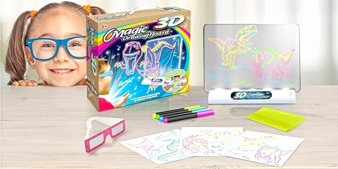 Svítící magická kreslící tabulka s 3D brýlemi