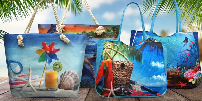 Plážové tašky s letními vzory delfínů i lodiček