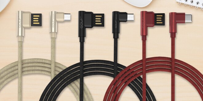 USB kabel s "L" koncovkami microUSB a USB typ C