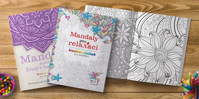 Dvoje relaxační omalovánky, pevná knižní vazba