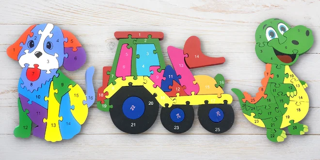 Puzzle z dřevotřísky pro rozvoj jemné motoriky