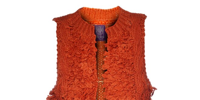 Dámská oranžová pletená vesta Hope
