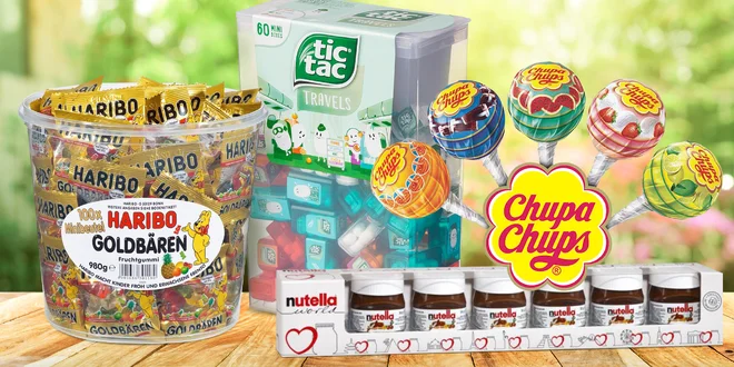 Obří Tic Tac, lízátka Chupa Chups, Haribo i Nutella