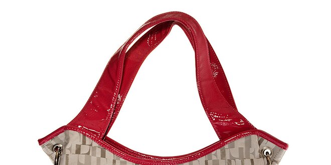 Větší tote kabelka Elle v šedo-růžové barvě