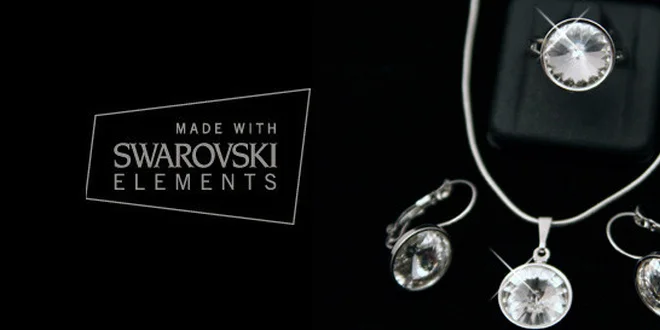 Set náušnic, řetízku s přívěskem a prstýnku s krystaly Swarovski