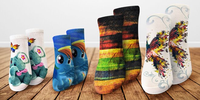 Dámské i dětské ponožky s barevným 3D potiskem