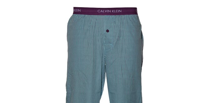 Pánské světe modré kostičkované pyžamové kalhoty Calvin Klein