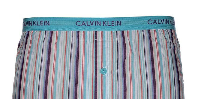 Pánské bílé slim fit trenýrky Calvin Klein s barevnými proužky