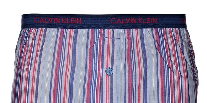 Pánské fialové slim fit trenýrky Calvin Klein s barevnými proužky
