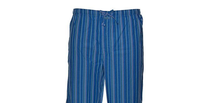 Pánské tmavě modré proužkované pyžamové kalhoty Calvin Klein