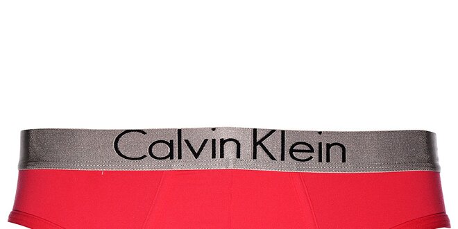 Pánské korálově růžové slipy Calvin Klein se stříbrným lemem