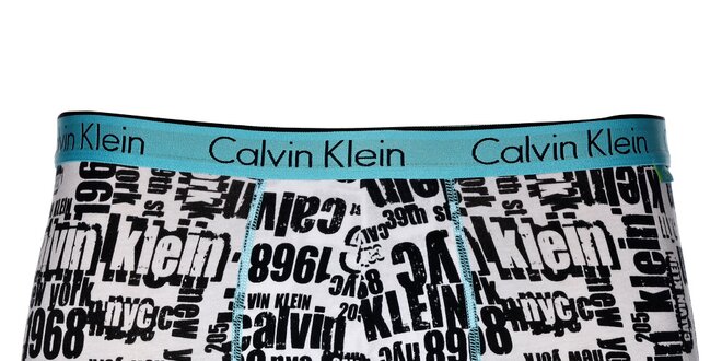 Pánské bílé boxerky Calvin Klein s černým potiskem