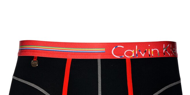 Pánské černé boxerky Calvin Klein s oranžovým lemem
