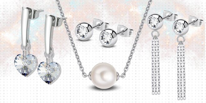 Ocelová kolekce šperků s perlami a krystaly Swarovski®
