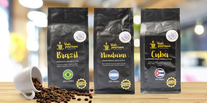 Zrnková káva z Brazílie, Kuby i Hondurasu