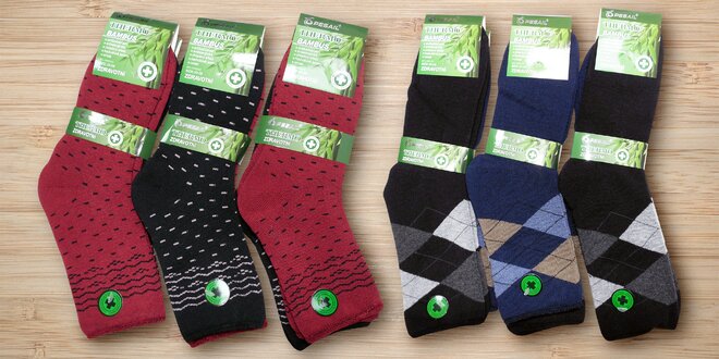 6 párů bambusových termo ponožek pro muže i ženy