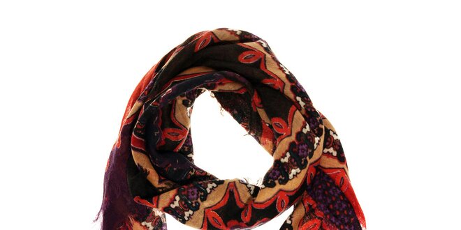 Dámský fialovočervený vlněný šátek Fraas