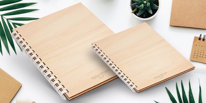 Dřevěný zápisník české výroby s vlastním designem