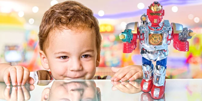 Chodící a česky mluvící robot se světelnými efekty