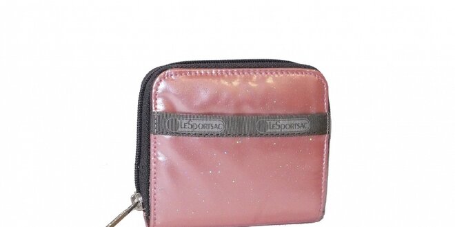 Dámská lakovaná růžová peněženka LeSportsac se třpytkami