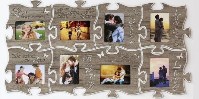 Fotorámeček ve tvaru puzzle: 8 fotografií