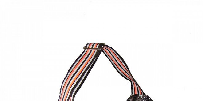 Dámská tmavě hnědá puntíkovaná kabelka LeSportsac s pruhovaným popruhem