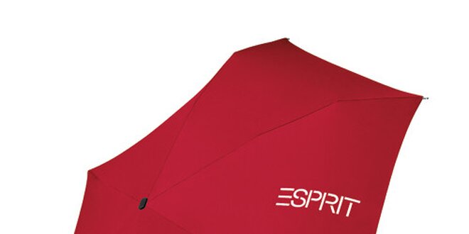 Červený skládací deštník Esprit s bílým logem