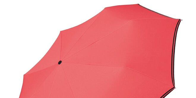 Dámský korálově růžový deštník Esprit s černým lemem