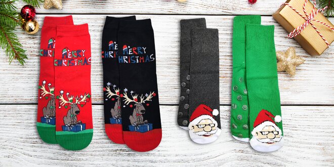 Dámské vánoční ponožky s protiskluzovou úpravou