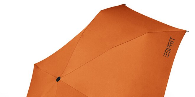 Dámský tmavě oranžový skládací deštník Esprit s černým logem