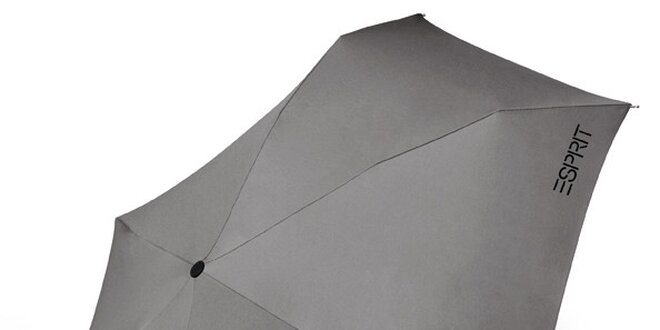 Skládací světle šedý deštník Esprit s černým logem
